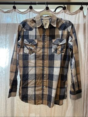 Coastal Plaid Shirt in Navy and Beige